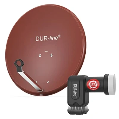 Abbildung von DUR line MDA 60 Rot Digiatale 4 Teilnehmer Satellitenschüssel Komplett Anlage mit +Ultra Quad LNB [Camping, Astra 19,2, DVB S/S2, Full HD, 4K, 3D]