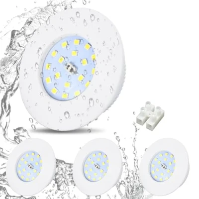 Abbildung von HiBay LED Einbaustrahler 230V Ultra Flach Bad Deckenleuchte mini Spot 60mm 65mm Einbauleuchten IP44 Warmweiß außen Strahler Badezimmer Lampe Set 4