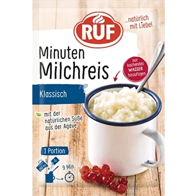 Abbildung von RUF Tassen Milchreis Klassisch, Instant Reisbrei aus der Tasse, Tassengericht ideal für unterwegs oder zwischendurch, fertig in 9 Minuten, 1 x 55g
