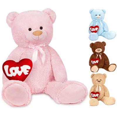 Abbildung von BRUBAKER Kuscheltier XXL Teddybär 100 cm groß mit Love Herz (1 St), großer Teddy Bär, Stofftier Plüschtier Liebe