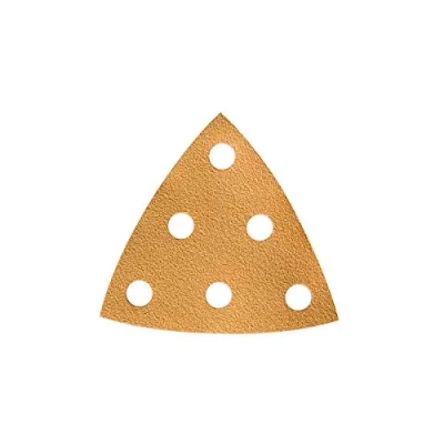Abbildung von Mirka Gold Schleifdreieck Universal Schleifpapier 93x93x93mm / 6 Loch Korn P40, 50 Stk Zum Schleifen von Gips, Spachtel, Spanplatten, Holz, Lack
