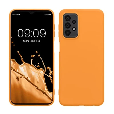 Abbildung von kwmobile Hülle kompatibel mit Samsung Galaxy A23 4G / 5G weiches TPU Silikon Case Cover geeignet für kabelloses Laden Fruity Orange