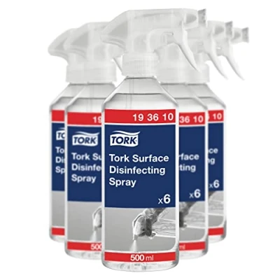 Abbildung von Tork Flächendesinfektionsspray für Oberlächen, W10, biologisch abbaubare Formel, 6 x 500 ml Flaschen, 193610