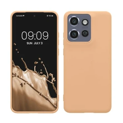 Abbildung von kwmobile Hülle kompatibel mit Motorola Edge 50 Neo/ThinkPhone 25 weiches TPU Silikon Case Cover geeignet für kabelloses Laden Macchiato