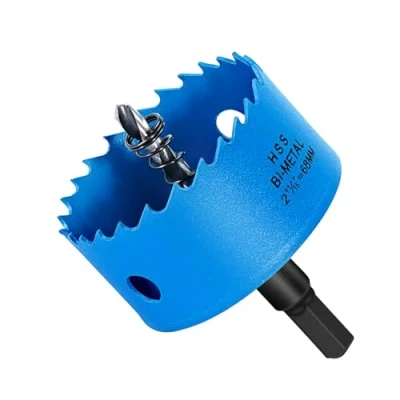 Abbildung von Lochsäge 68mm, HYCHIKA Bi Metall Fliesenbohrer Steckdosenbohrer Bohraufsatz für Akkuschrauber und Bohrmaschinen Aluminium, Holz, fliesen, PVC Platte Kunststoffplatte