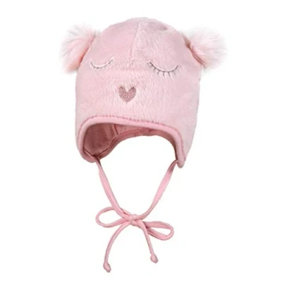 Abbildung von maximo Baby Mädchen mit Gesicht und Öhrchen Bindeband Mütze, Rosa (Zartrosa 30), 39 (Herstellergröße: 39/41)
