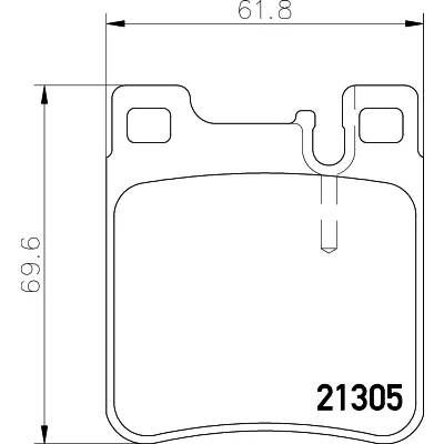 Abbildung von HELLA 8DB 355 007 581 Bremsbelagsatz für Verschleißwarnanzeiger vorbereitet MERCEDES BENZ: C Klasse Limousine, T modell, CLK Coupe