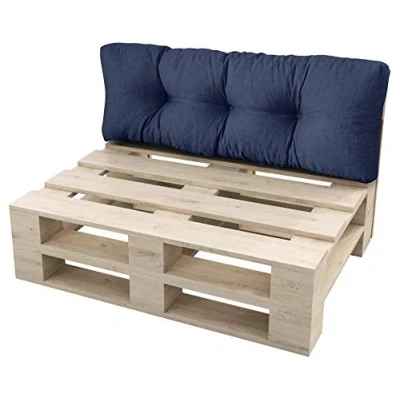 Abbildung von sunnypillow Rückenkissen Palettenkissen gesteppt 120 x 40 15 cm, Blau