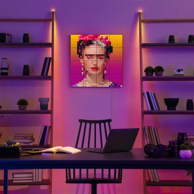 Abbildung von Twinkly Squares Extensions App gesteuerte LED Panels mit 64 RGB (16 Millionen Farben) Pixeln. Schwarz. 1 Erweiterungsplättchen, Kompatibel Starter Kit