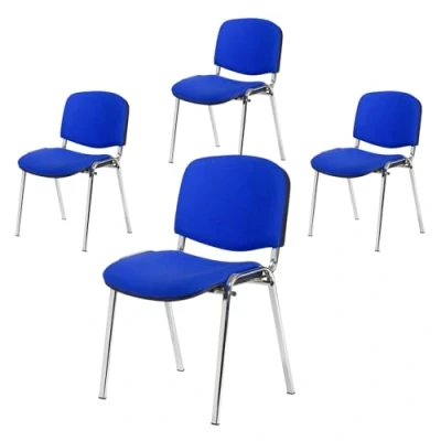 Abbildung von Topsit Büro &amp; More 4er Set Besucherstuhl Chrom, Bequemer Konferenzstuhl, stapelbar, mit gepolsterter Sitzfläche und Rückenlehne. (Blau)