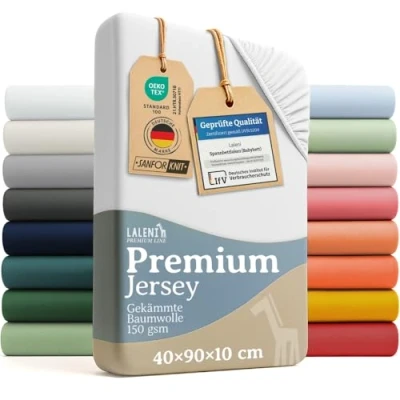 Abbildung von Spannbettlaken Premium für Beistellbett Atmungsaktives Spannbetttuch, Laleni, Gummizug: rundum, (1 Stück), 100% Baumwolle (150 g/m)