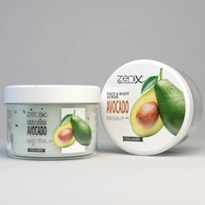 Abbildung von Zenix Face &amp; Body Scrub 275ml Hautreinigendes Peeling für Gesicht und Körper entfernt abgestorbene Zellen klärt Talg pflegt die Haut Spendet der Feuchtigkeit (Avocado)