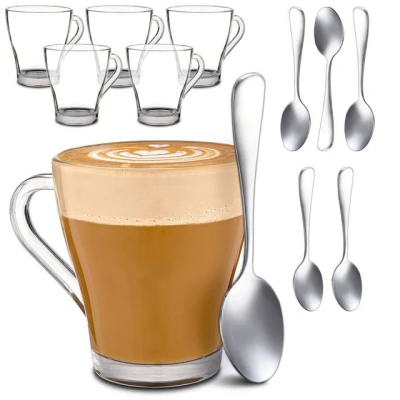 Abbildung von Cosumy Gläser Set 6 Cappuccino mit Löffel, Glas, Henkel und Löffel 250 ml Hält lange warm