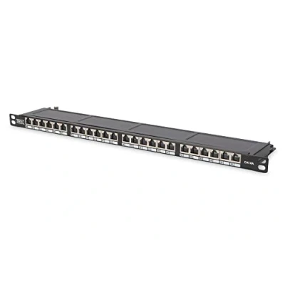 Abbildung von DIGITUS Patchpanel 19 Zoll Cat 6 24 Port RJ45 Geschirmt LSA Patch Feld Rack Montage 0.5HE Schwarz