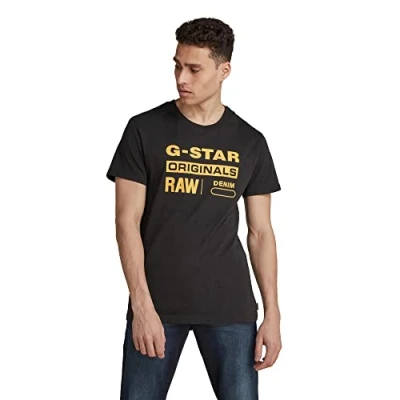 Abbildung von G Star Graphic LOGO Tshirt print, Herren, Größe: XXS, Dark black