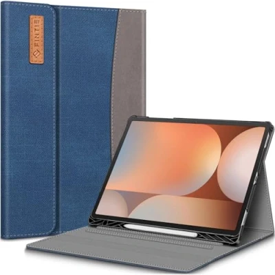 Abbildung von Fintie Hülle für Samsung Galaxy Tab S10+ Plus/S9 FE+ Plus/S9+ Plus 12.4 Zoll Tablet, Folio Schutzhülle mit Multi Winkel Betrachtung, S Pen Halter und Dokumentenfach, Denim Indigoblau