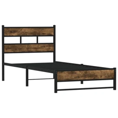 Abbildung von vidaXL Bett Metallbett ohne Matratze Räuchereiche 90x200 cm