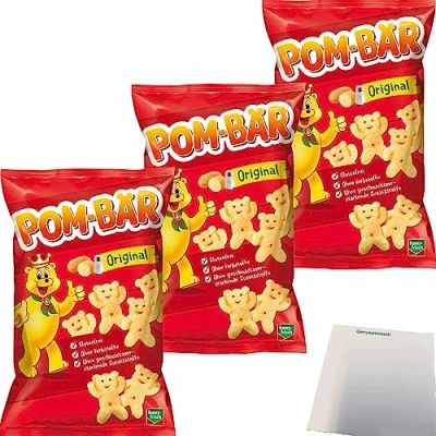 Abbildung von Funny Frisch Pom Bär Kartoffel Snack Glutenfrei 3er Pack (3x75g Packung) + usy Block