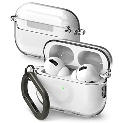 Abbildung von Ringke Hinge Case Kompatibel mit AirPods Pro 2 Hülle Front LED Sichtbar Transpatent PC Schutzhülle für 2. Generation Clear