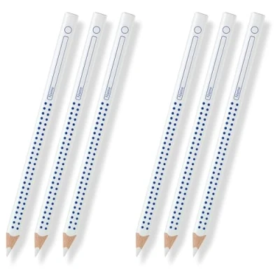 Abbildung von Faber Castell 113210 Farbstifte GRIP Heft + Tafel, 6er Etui, Inhalt: weiß, gelb, rot, blau, grün und braun (Weiß Jumbo 6 Stifte)