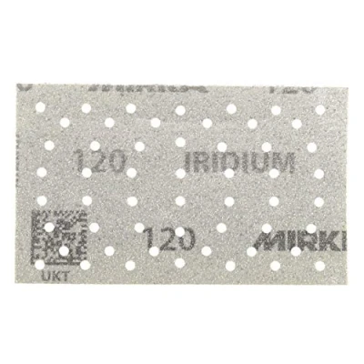 Abbildung von Mirka Iridium Premium Schleifpapier 81x133mm Klett 54 Loch, Korn 120, 100 Stk / Zum Schleifen von Lack, Spachtel, Grundierung, Holz, Stahl, Mineralwerkstoffe, Kunststoff