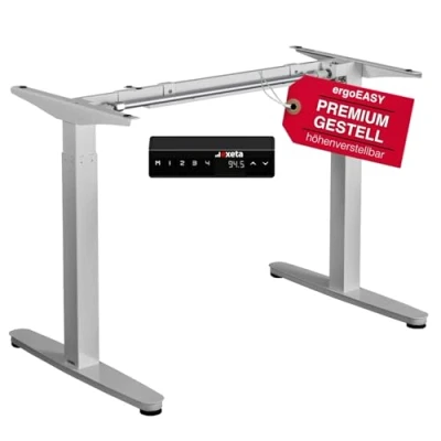 Abbildung von Exeta ergoEASY höhenverstellbarer Schreibtisch elektrisch 100 160cm in weiß I Gestell höhenverstellbar mit Motor &amp; Memory Funktion Tisch 2 Fach Teleskop
