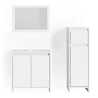 Abbildung von Vicco Badmöbel Set Emma, Weiß, 3 Teile, mit Midischrank