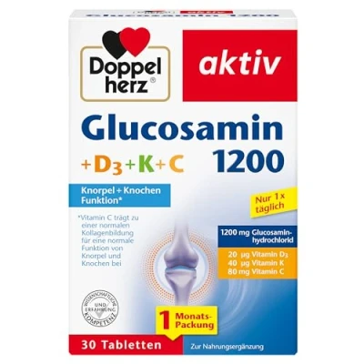 Abbildung von Doppelherz Glucosamin 1200 + D3 K+ C Mit Vitamin als Beitrag zur normalen Kollagenbildung für eine normale Knorpelfunktion 30 Tabletten