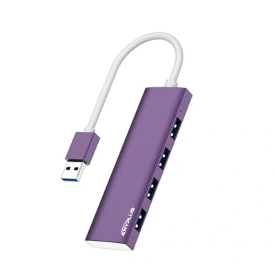 Abbildung von ANYPLUS USB Hub 3.0, Verteiler Aluminiumlegierung Ultra Slim Splitter, Tragbarer 4 Port Hubs, Mehrfachstecker für Laptop, PC, iMac, Mac Pro,Surface Pro,MacBook, Flash Drive, XPS【Lila】