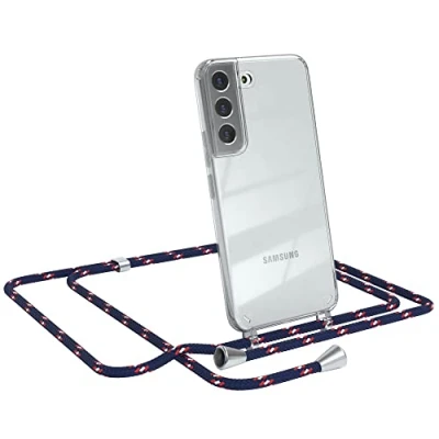 Abbildung von EAZY CASE Handykette kompatibel mit Samsung Galaxy S22 5G Handyhülle Umhängeband, Handykordel Schutzhülle, Silikonhülle, Hülle, Stylische Kette für Smartphone, Navy Camouflage