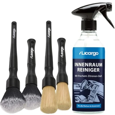 Abbildung von LICARGO Innenraum Reinigungs Set 2X Detailing Pinsel Weich &amp; Hart 1x Innenraumreiniger (500ml) porentiefe effektive Auto Reinigung