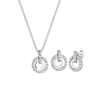 Abbildung von Elli SET Circle Crystals Ohrringe, Damen, Größe: 45, Weiß