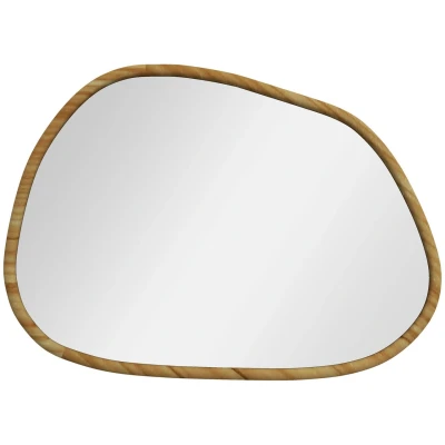 Abbildung von HOMCOM Wandspiegel Asymmetrisch, 70 x 50 cm Badezimmerspiegel mit Holzrahmen (Badezimmerspiegel, 1 St., Dekospiegel), für Bad, Wohnzimmer, Flur, Schlafzimmer, Natur