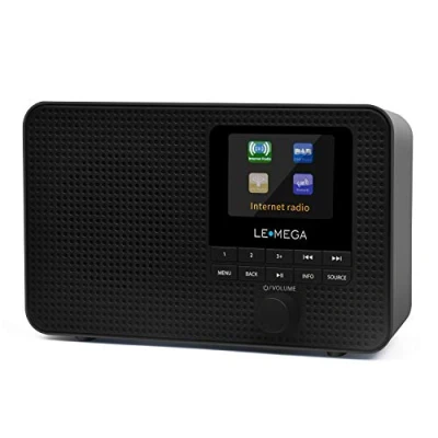 Abbildung von LEMEGA IR1 Tragbares WIFI Internetradio,DAB/DAB+/FM Digitalradio,Bluetooth,Doppelwecker,Schlaf Snooze Timer,60 Voreinstellungen,Kopfhörerausgang,Farbdisplay,Batterie oder Netzbetrieb.Schwarzes Finish