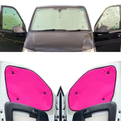 Abbildung von Fensterrollo Set Kombatibel Mit Iveco Daily (2000 2014)(Frontset) Rückseite einfärben Rosa, Reversibel und Thermisch