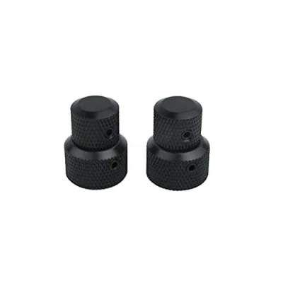 Abbildung von Guyker 2Pcs Concentric Stacked Knobs, Dual Knurled Control High Grade Dome Volume Tone Knob Replacement for Electric Guitar or Precision Bass CNC Machined (Black)