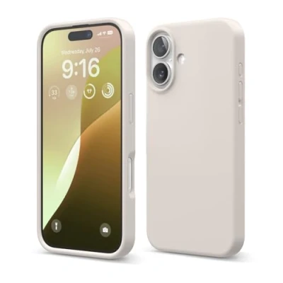 Abbildung von elago Premium Liquid Silikon Hülle Kompatibel mit iPhone 16 Hülle, Ganzkörper Handyhülle, Stoßfest, Schlanke Kratzfester weicher Mikrofaser Innenfutter, 6.1 Zoll (Taupe)