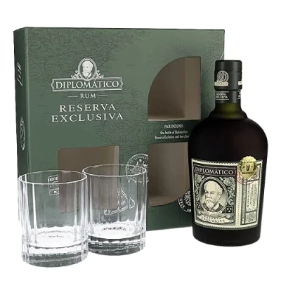 Abbildung von Diplomatico Reserva Exclusiva mit Geschenkverpackung 2 Gläsern Rum (1 x 0.7 l)