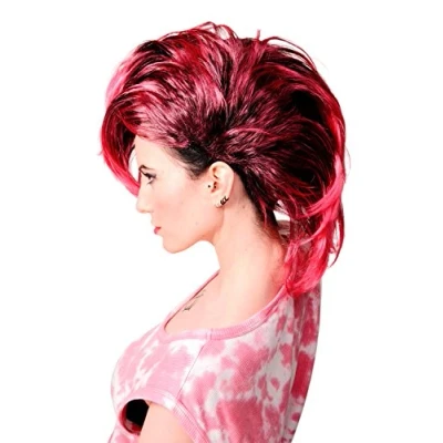 Abbildung von WIG ME UP PW0078 1 P103PC41 Perücke Faschingsperücke Karneval Punk Glam Vamp Mohawk Iro Auftoupiert Schwarz Pink Länge: ca. 35 cm