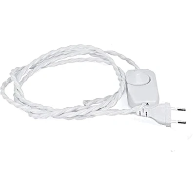 Abbildung von Zuleitung mit Stecker und Dimmbar Schalter 1,80 Meter Weiss Anschlusskabel für Tischleuchten, Stehleuchten, Wandleuchten oder als Verlängerungskabel