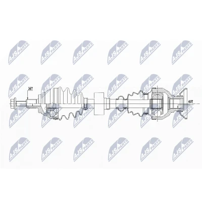 Abbildung von NTY NPW VW 157 Antriebswelle Vorderachse rechts 597, 32 VOLKSWAGEN: Tiguan I, AUDI: Q3