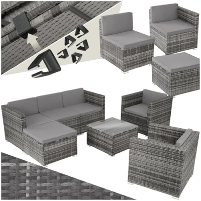 Abbildung von tectake Loungeset Rattan Lounge, (Set, 7 tlg), Gartenmöbel Sets