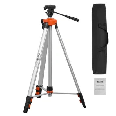 Abbildung von VEVOR Baustativ für Laser &amp; Nivelliergeräte, ¼ x 20 Gewindehalterung, höhenverstellbar 695 1750 mm, mit integrierter Wasserwaage, einziehbare Beine, Messgeräte Stativ stabile Messungen