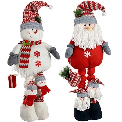Abbildung von WeRChristmas ausziehbar freistehend Santa und Schneemann, 99 cm Mehrfarbig, Set von 2