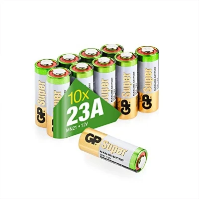 Abbildung von GP 23A 12v Batterie 10 Stück Super Alkaline A23s für Garagentoröffner, Fernbedienungen, Alarmsysteme, Bluetooth Headsets etc. (Original Blister Verpackung, Batterien einzeln entnehmbar)
