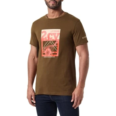 Abbildung von CITROËN Herren 2cv Automobiles Françaises Stampa Larga C24s T Shirt, Dunkelbraun, Large