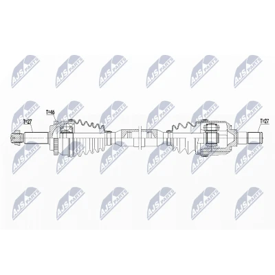 Abbildung von NTY NPW HY 559 Antriebswelle Vorderachse rechts 969 84 HYUNDAI: i30 II Schrägheck, ix20, Kombi, KIA: Venga