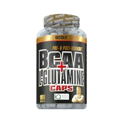 Abbildung von WEIDER BCAA Kapseln mit Glutamin, Aminosäuren hochdosiert, Amino Komplex, Essentielle Aminosäuren, 180
