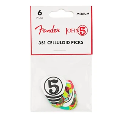 Abbildung von Fender John 5 Zelluloid Gitarrenplektren, 351 Form, 6 Stück