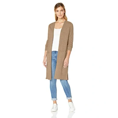 Abbildung von Amazon Essentials Damen Leichter Strickjackenpullover, Länger Geschnitten (Erhältlich In Übergröße), Kamelbraun Meliert, XXL